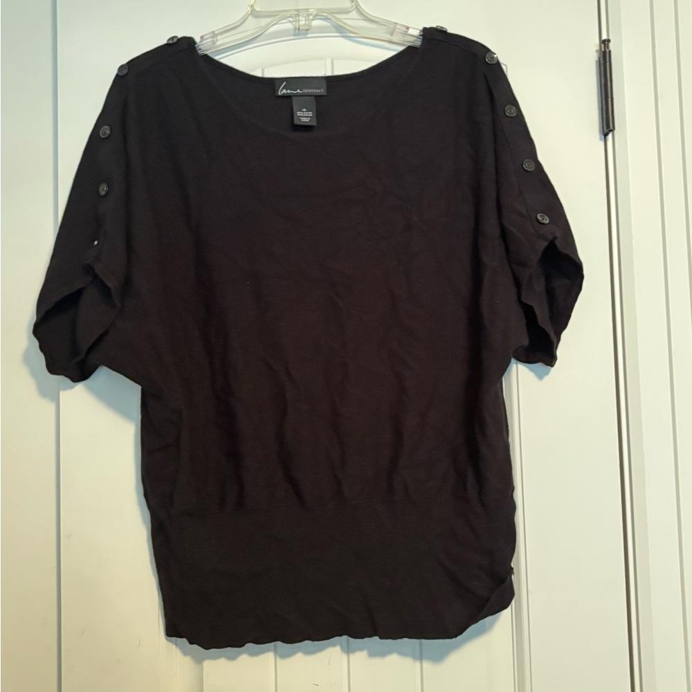 Lane Bryant Black Button-Accent Blouse